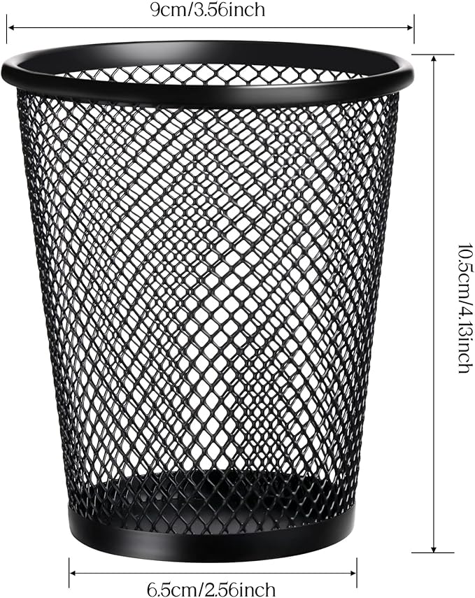 Leelosp 12 Pcs Pen Holder Mesh Pen Cup Bulk Metal Pencil Cup Holder for Desk Black Organizer Round Office Classroom for Back to School Students Kids Adult