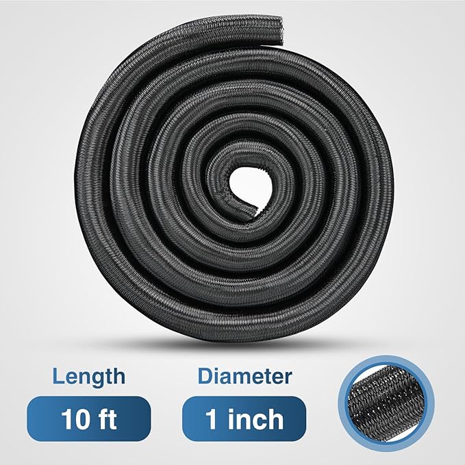 Nilight Cable Sleeve, 10ft-1inch Cord Management Sleeves, Braided Sleeving, Split Self Wrapping Wire Loom for Computer Electrical Automotive Harness Protector Organizer, Black