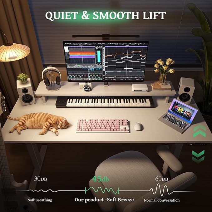 SIAGO Electric Standing Desk Adjustable - 48 x 24 Inch Sit Stand up Desk with 0.8 Inch Thick Tabletop - Adjustable Height Table with 3 Memory Preset, Cable Management for Home Office