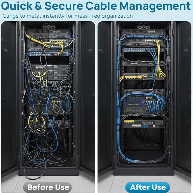 Magnetic Zip Tie Mount Set, 25 Magnetic Cable Tie with 200 Cable Ties, Strong Wire Management Cables Holder, Multipurpose Electrical Cord Holders Organizer (43mm)