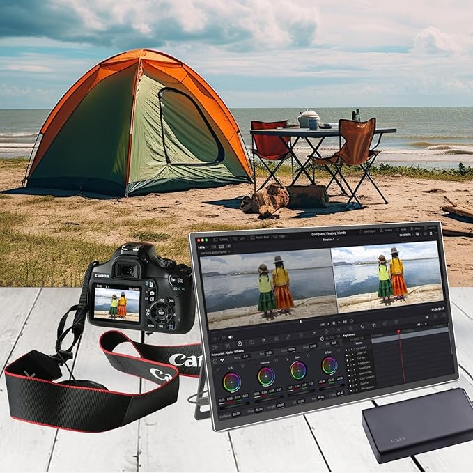 21.5-inch USB-C HDMI Portable Monitor 100Hz 120sRGB 1080P with VESA 180° Adjustable Kickstand Ultra-Slim Frameless FHD HDR Display, Travel Second Monitor for Laptop PC