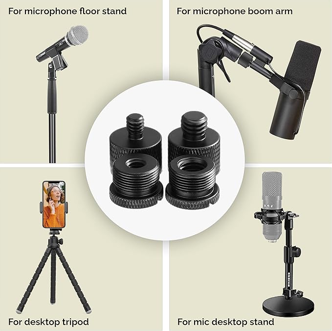 IXTECH Mic Stand Adapter Set 8 pieces Metal Microphone Stand Screw Thread Adapter 5/8 Female to 3/8 Male 3/8 Female to 5/8 Male 5/8 Female to 1/4 Male 1/4 Female to 5/8 Male Tripod Adapter ADP02A Blck