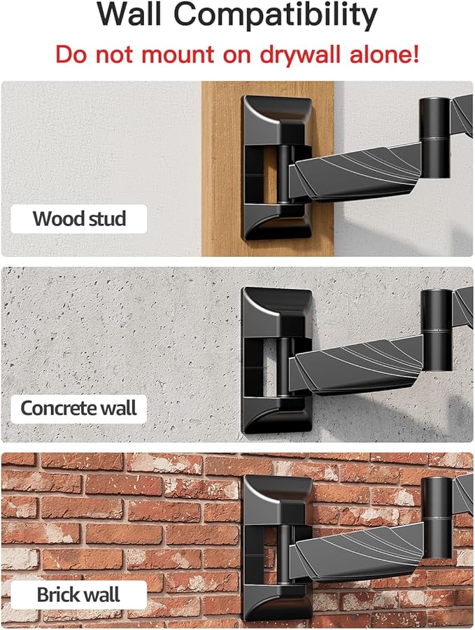 MOUNT PRO Monitor Wall Mount for 13 to 32 inch Computer Screen, Extra Long Adjustable Single Wall Mount Monitor Arm, Full Motion Vesa Wall Bracket 100x100, Hold up to 17.6lbs, Black