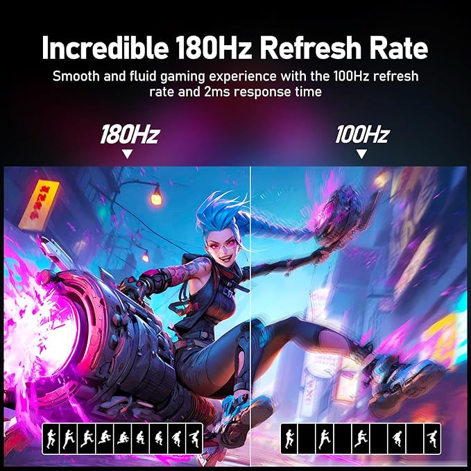 Gawfolk 27 inch Curved Gaming Monitor,144Hz/180Hz PC Monitor Full HD 1080P, Frameless 1800R Computer Display with FreeSync & Eye-Care Technology, Wall Mountable, DP, HDMI Port (Black)