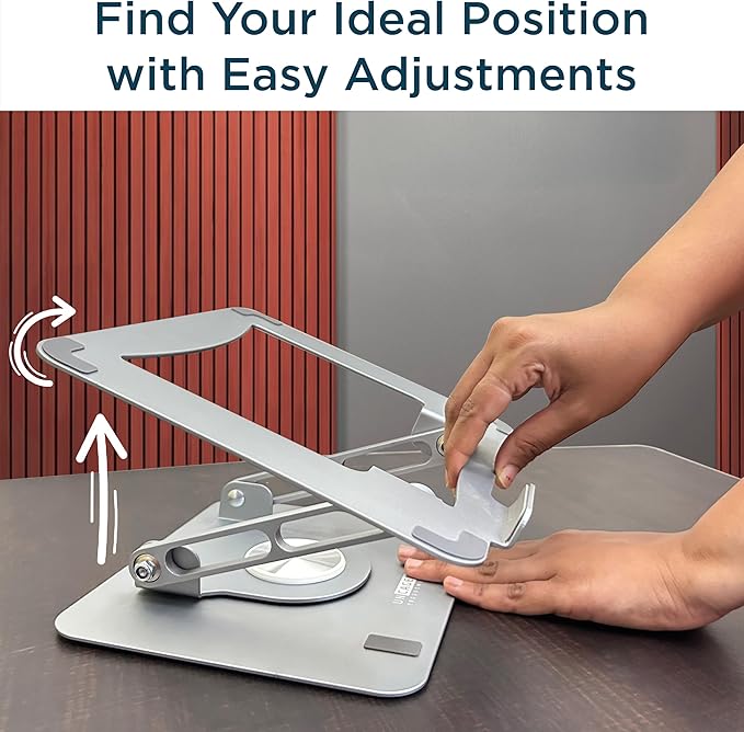 Uncaged Ergonomics Swivel Laptop Stand for Desk, Adjustable Computer iPad Stand for Desk w/ 360 Rotation, Portable Laptop Holder for Home Office Ergonomic Supplies