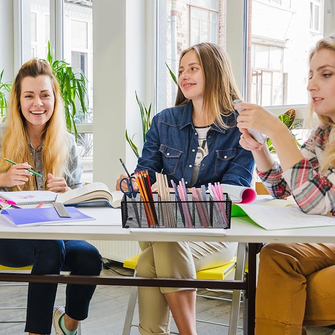 2 Pcs Mesh Desk Organizer Metal Mesh Pen Holder Desktop Stationery Pencil Caddy Organizer Basket