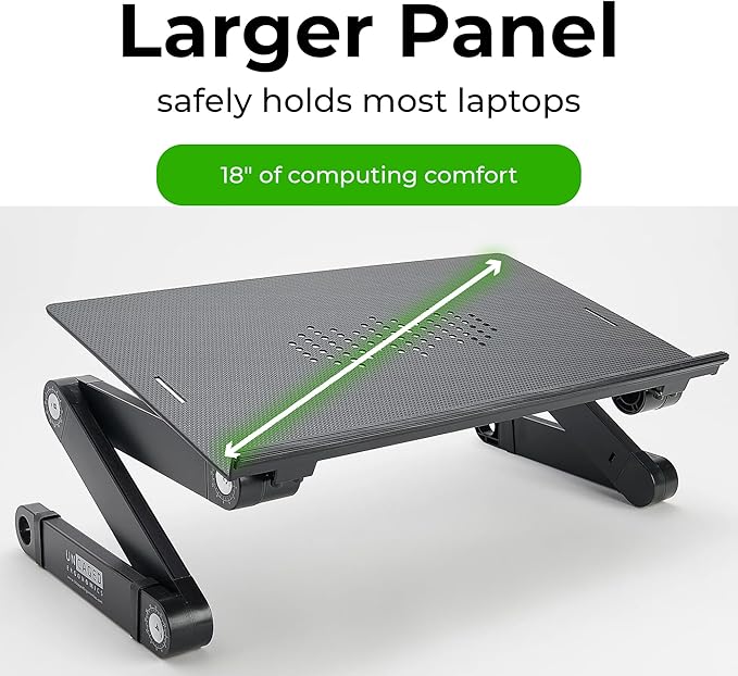 Uncaged Ergonomics WorkEZ Adjustable Laptop Stand for Desk, Laptop Stand Adjustable Height, Foldable Aluminum Cooling Computer Holder & Riser for Desk Bed, White, XL