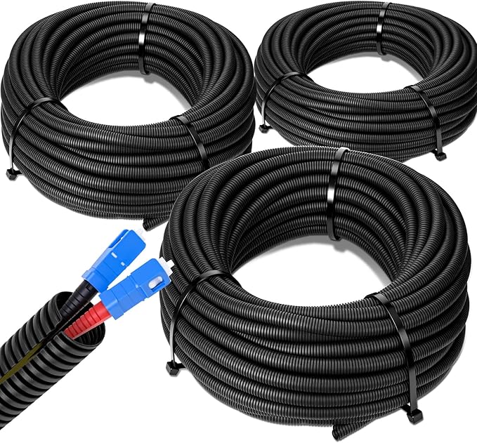 Sasylvia 1/4", 1/2", 3/8" X 10 ft Split Wire Loom Tubing Automotive Wire Loom Assortment Split Cable Sleeves Bulk Flexible Electrical Conduit Protective Kit