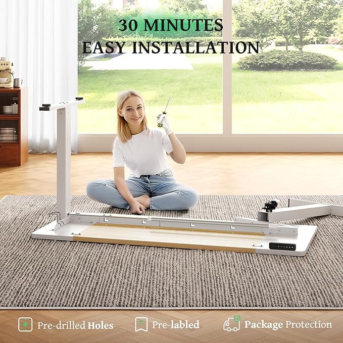 SIAGO Electric Standing Desk Adjustable - 48 x 24 Inch Sit Stand up Desk with 0.8 Inch Thick Tabletop - Adjustable Height Table with 3 Memory Preset, Cable Management for Home Office