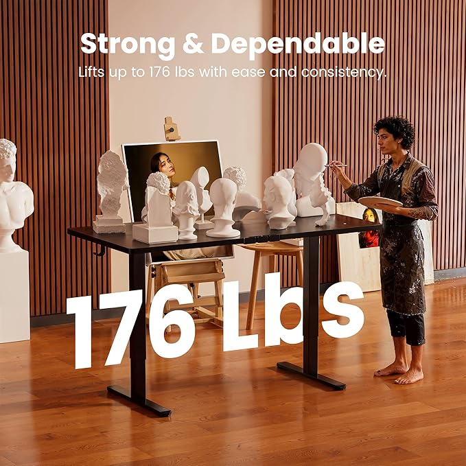 ErGear Height Adjustable Electric Standing Desk, 31.5 x 18.9 Inches Sit Stand up Desk, Memory Computer Home Office Desk with Two-Piece Desktop (Black)