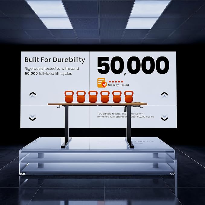 ErGear Height Adjustable Electric Standing Desk, 31.5 x 18.9 Inches Sit Stand up Desk, Memory Computer Home Office Desk with Two-Piece Desktop (Vintage Brown)