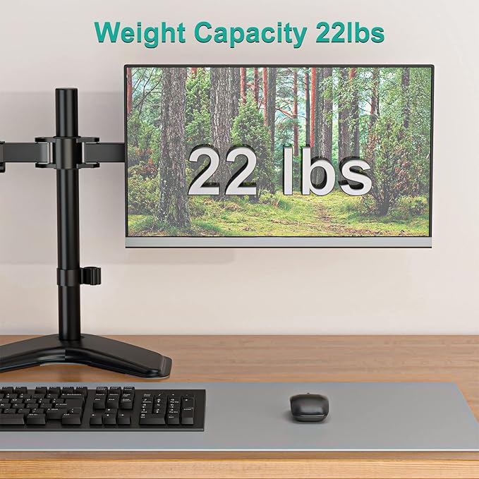 WALI Dual Monitor Stand for Desk, Monitor Stands for 2 Monitors up to 27 inch, Dual Monitors Mount Fits up to 22lbs, Free Standing Full Motion Dual Monitors Arm for Desk (MF002), Black