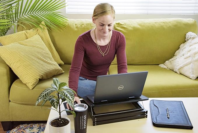 CD4 Adjustable Standing Desk Converter for Laptops, Vertical Laptop Stand, Table Top Riser Standing Desk with Mouse Pad, 2.6"-18.6" Adjustable Height Converter