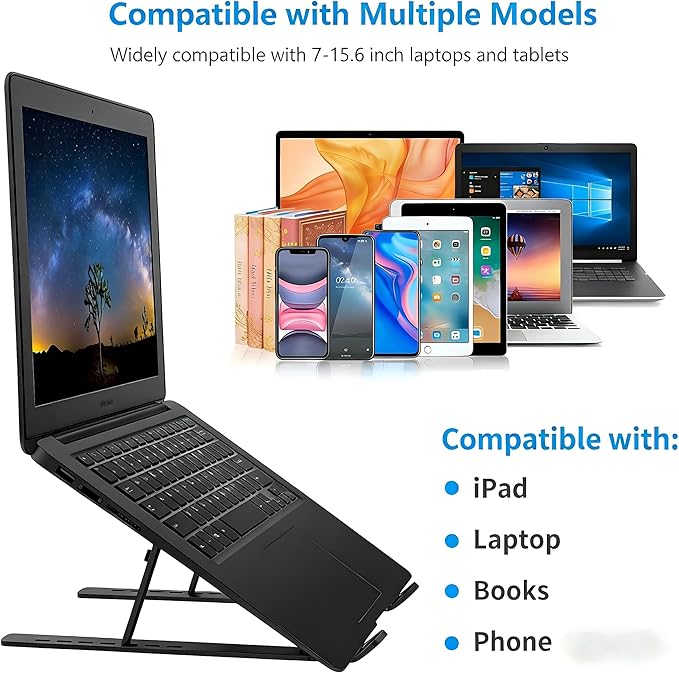 Adjustable Laptop Stand,Ergonomic Laptop Holder,Foldable Laptop Stand,Compatible with MacBook Air/Pro, Dell, HP, Lenovo & All Laptops,Ergonomic Design,Portable & Sturdy