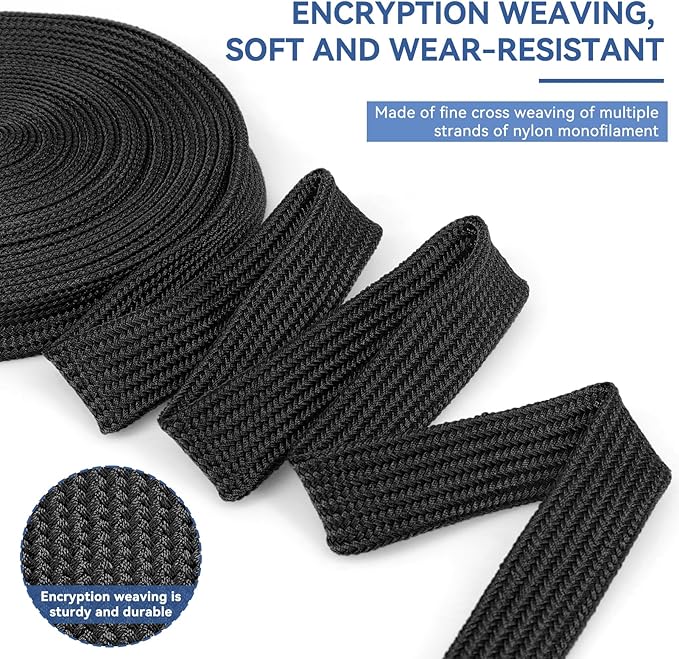 Polyamide Braided Sleeving, 33ft Expandable Wire Loom Abrasion Resistant Split Cable Sleeve for Automotive Harness, Computer Case & Cable Management (Black, 30mm（1-3/16" ）)