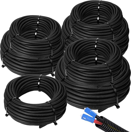 Sasylvia 1/4, 3/8, 1/2'' x 100 Ft, 3/4, 1, 1.5, 2'' x 20 Ft Split Wire Loom Tubing Wire Loom Assortment Split Cable Sleeves Bulk Flexible Electrical Conduit Protective kit