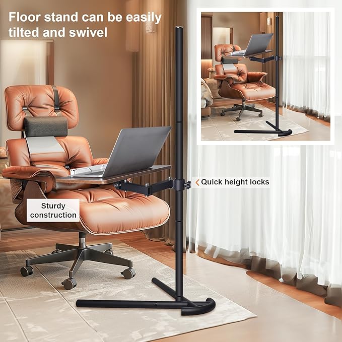 Laptop Stand for Couch, Height Adjustable Laptop Tray Tablet Book Stand for Reading in Bed, Compatible with Ipad Pro 12.9 Inch, Surface Laptop, Ipad Air, iPad mini,MacBook Pro/Air