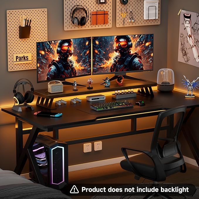 Dual Monitor Stand Riser, 39 Inch Large Wood Monitor Stands for 2 Monitors, Desk Monitor Riser for Computer/Laptop/Printer/TV, Stand Riser up to 220 lbs