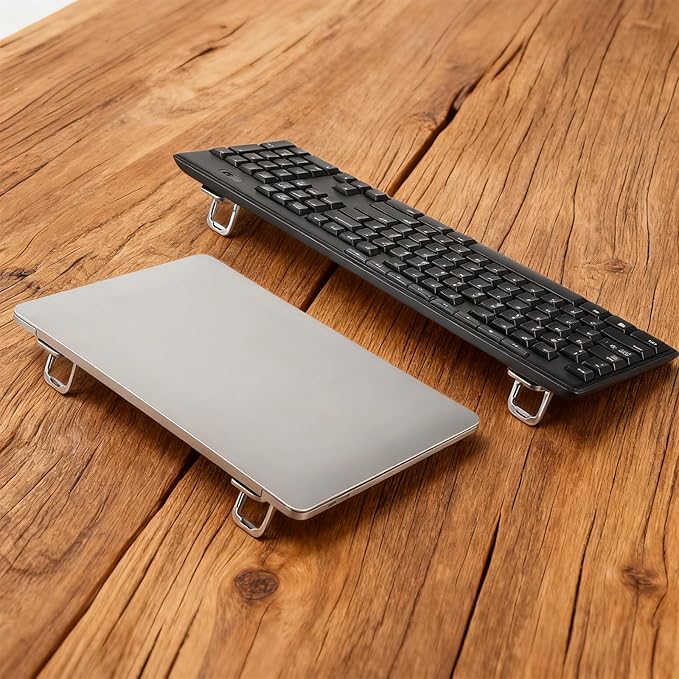 2 Pcs Laptop Legs Zinc Alloy Mini Foldable Laptop Stand Self-Adhesive Laptops Stands with 2 Adjustable Angles Invisible Computer Keyboard Stand Portable Keyboard Riser for Desk Most Keyboards (Silver)