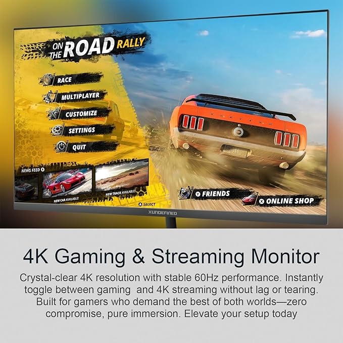 32 Inch 4K UHD Monitor, 3840 x 2160 Fast IPS Computer Monitor, 3000:1 Contrast, sRGB 120%, Blue Light Filter, Free-Sync, Zero Frame Screen With HDMI, DisplayPort for Home and Office, VESA(100x100mm)