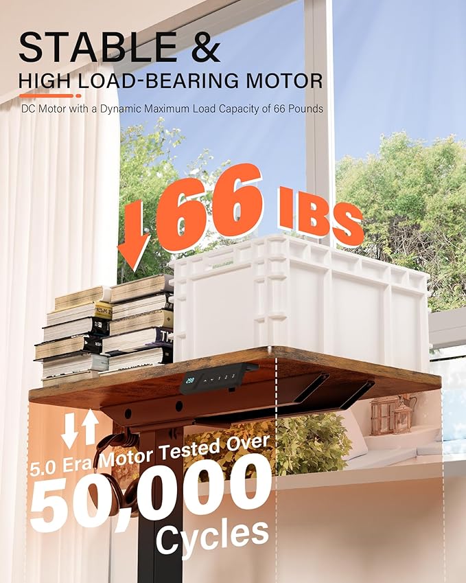 FiCiHi Small Electric Standing Desk - Adjustable Height Bedside Laptop Table with Wheels, Mobile, Portable Rolling Computer Workstation Sit Stand Table for Home Office,Sofa,Couch(28x16,Rustic Brown)