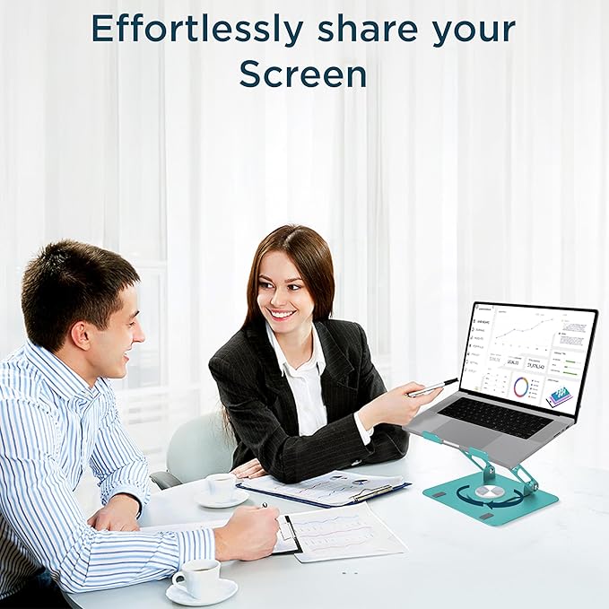 Uncaged Ergonomics Swivel Laptop Stand for Desk, Adjustable Computer iPad Stand for Desk w/ 360 Rotation, Portable Laptop Holder for Home Office Ergonomic Supplies (Ocean Blue)