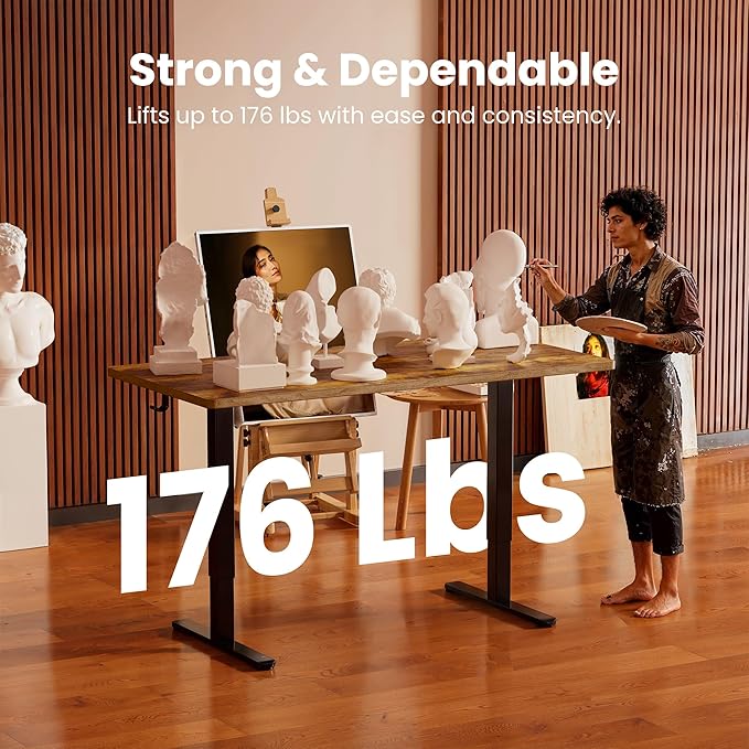 ErGear Height Adjustable Electric Standing Desk, 31.5 x 18.9 Inches Sit Stand up Desk, Memory Computer Home Office Desk with Two-Piece Desktop (Vintage Brown)