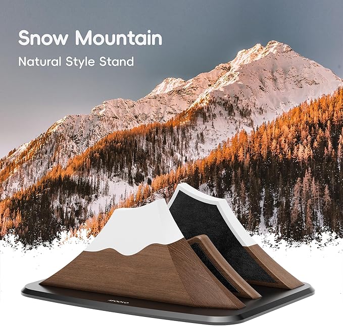 Vertical Dual Laptop Stand - Snow Peak-Shaped Walnut Adjustable Laptop Holder,2 Slots Desktop Dock Compatible with All MacBook, Surface,Chromebook,Dell & More(Walnut)