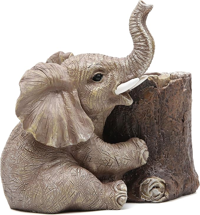 Hodao Elephant Decorations for Home Desk Organizer Gold Graduation Gifts Elephant Pen Holder