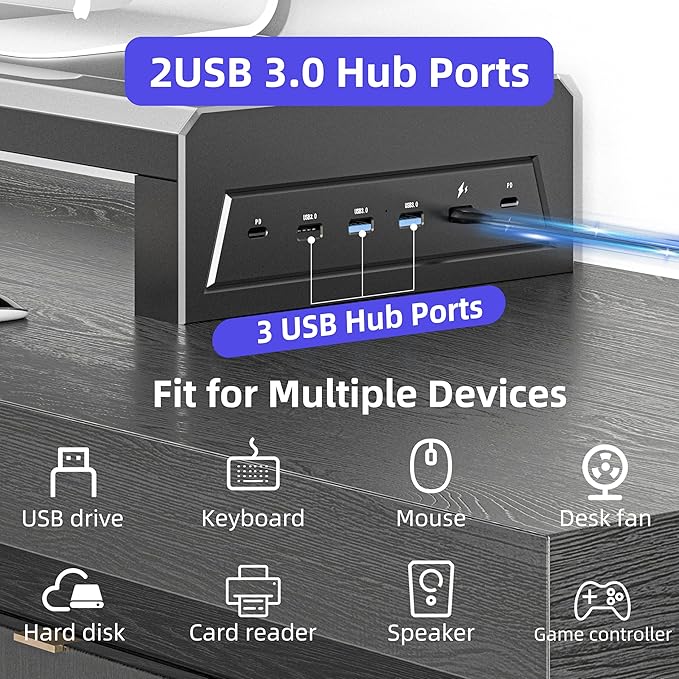 All-in-One Dual Monitor Stand Riser, 5USB Ports and WirelessCharging Pad for MonitorsDesk Organizer for PC, iMac (Wireless Charging, Two-layer 700mm)