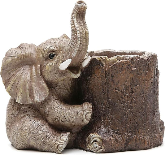 Hodao Elephant Decorations for Home Desk Organizer Gold Graduation Gifts Elephant Pen Holder