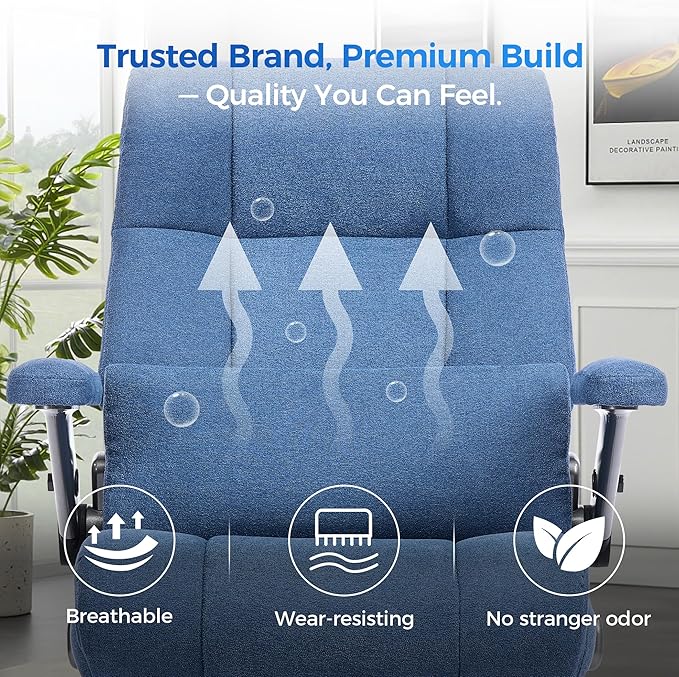 600LBS Big and Tall Massage Office Chair, Extra Wide Seat - 3D Kneading Massage & Heat Office Chair with Heavy Duty Metal Base, 3D Flip Arms, Fabric Ergonomic with Thick Spring Cushion